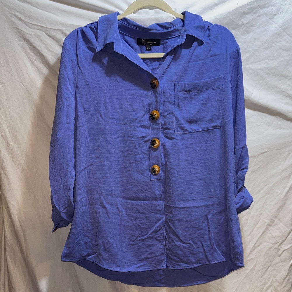 Vibrant Blue Button-Down Shirt